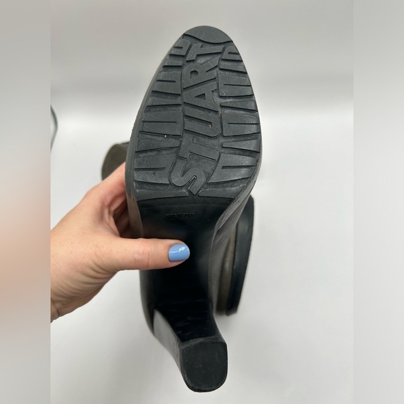 Stuart Weitzman Gray Green  Leather Platform Heels Ankle Bootie Women's size 8.5 - Picture 13 of 13